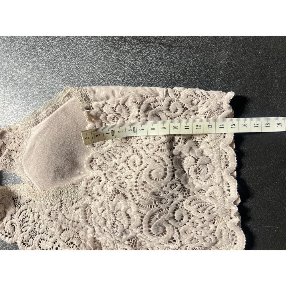Wishlist Floral Lace Bralette Women S/M Champagne Excellent Scalloped V-Neck